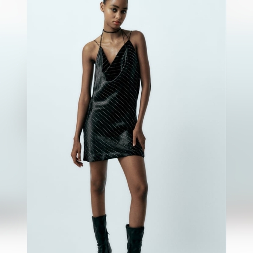 Zara Jewel Satin Effect Dress Sz- XXL NWT